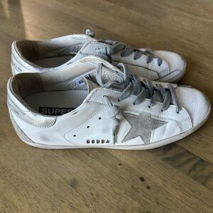 Golden Goose White Sneakers with Gray Star